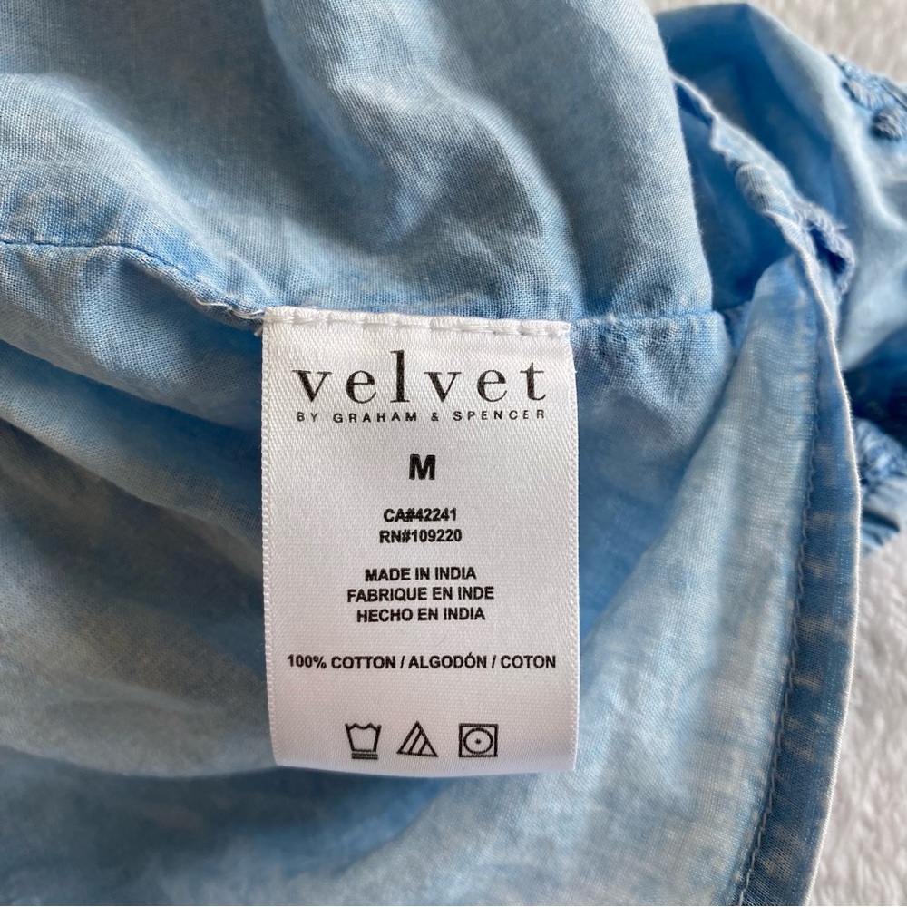 VELVET BY GRAHAM & SPENCER Chrissy Tonal Embroidery Chambray Dress | M - Picture 8 of 13